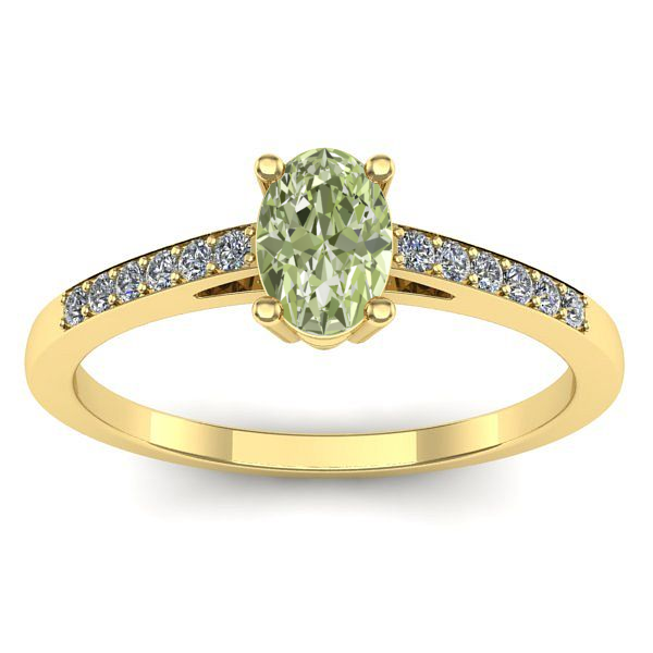 Inel de logodna cu diamant de laborator verde oval