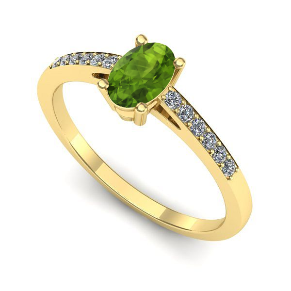 Inel de logodna din aur galben cu peridot