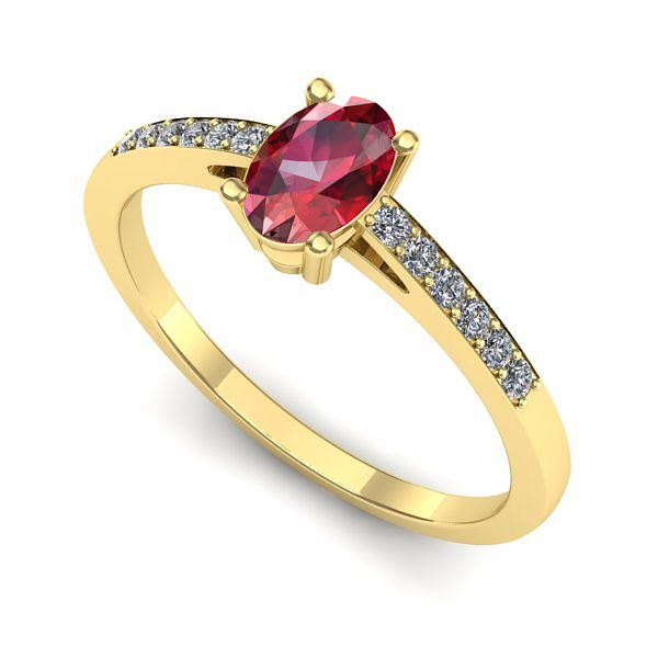 Inel logodna din aur galben cu rubin