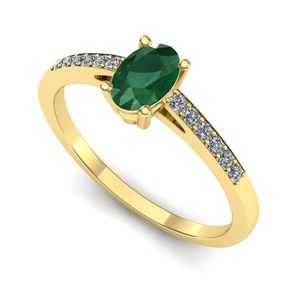 Inel de logodna din aur galben cu smarald