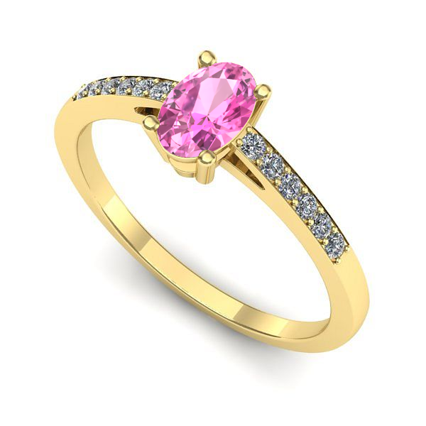 Inel din aur galben cu safir roz