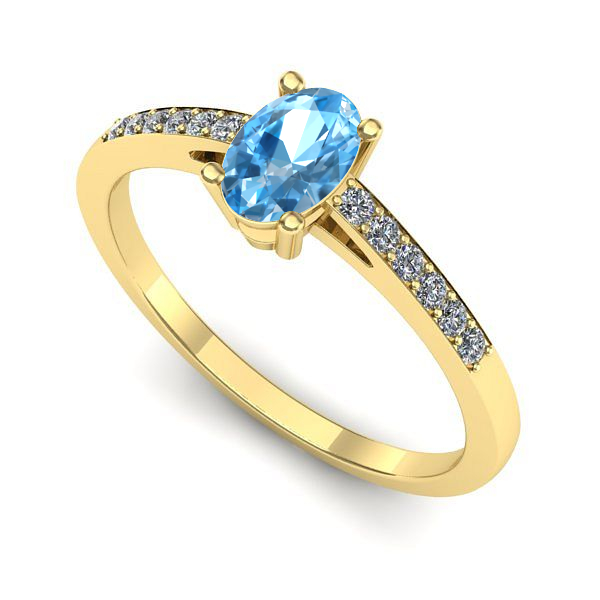 Inel de logodna din aur galben cu topaz blue