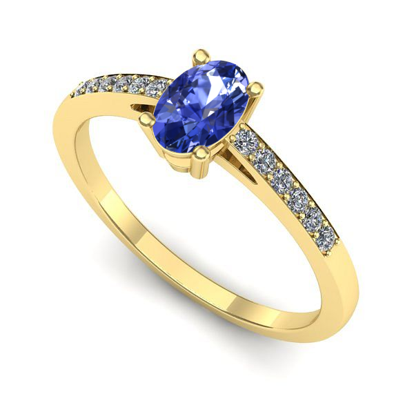 Inel de logodna din aur galben cu tanzanit