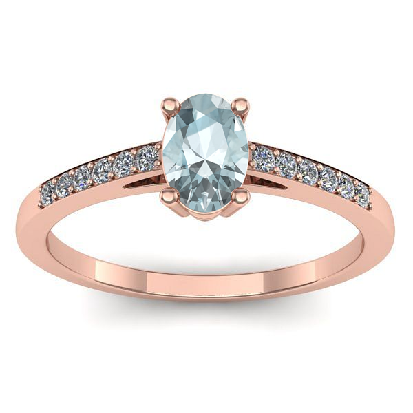 Inel de logodna cu aquamarin oval