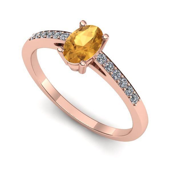 Inel logodna din aur roz cu citrin