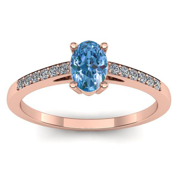 Inel de logodna cu diamant de laborator albastru oval