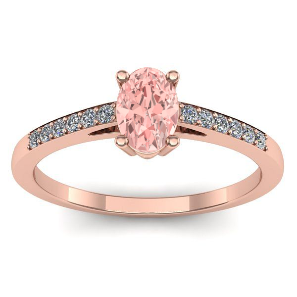 Inel cu diamant de laborator roz oval