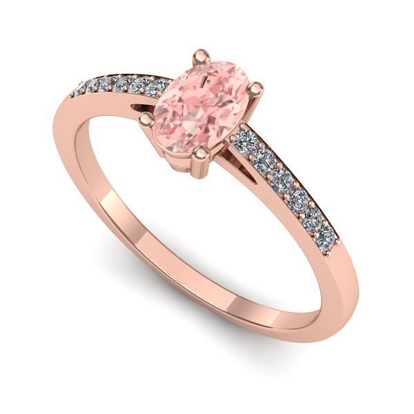 Inel de logodna din aur roz cu diamant de laborator roz