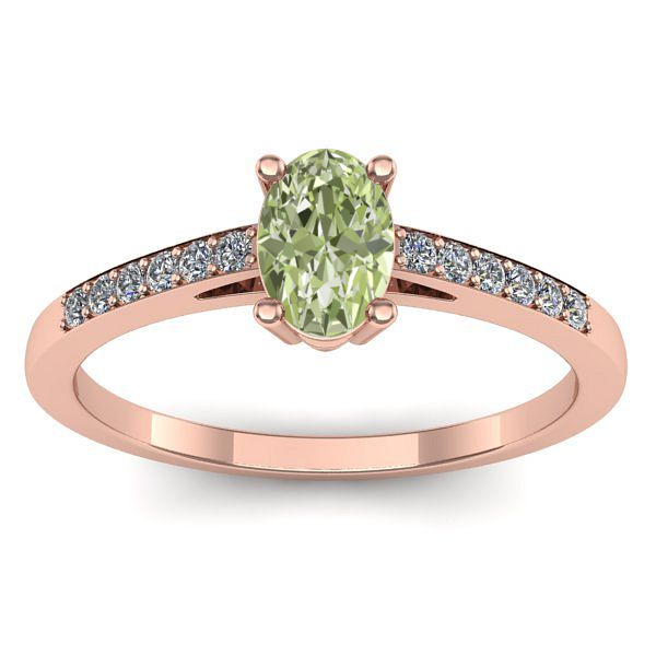Inel logodna cu diamant de laborator verde oval