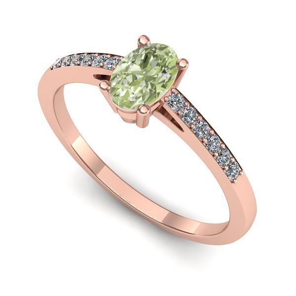 Inel logodna din aur roz cu diamant de laborator verde