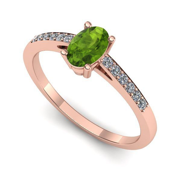 Inel logodna din aur roz cu peridot