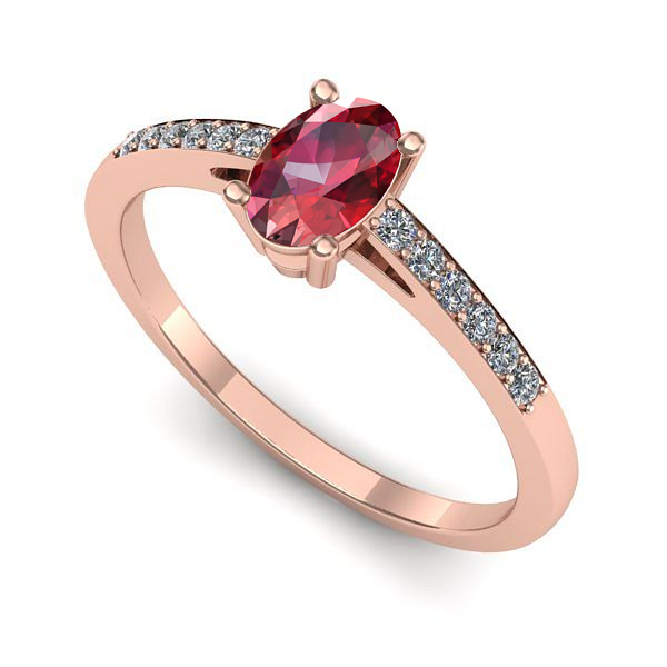 Inel logodna din aur roz cu rubin