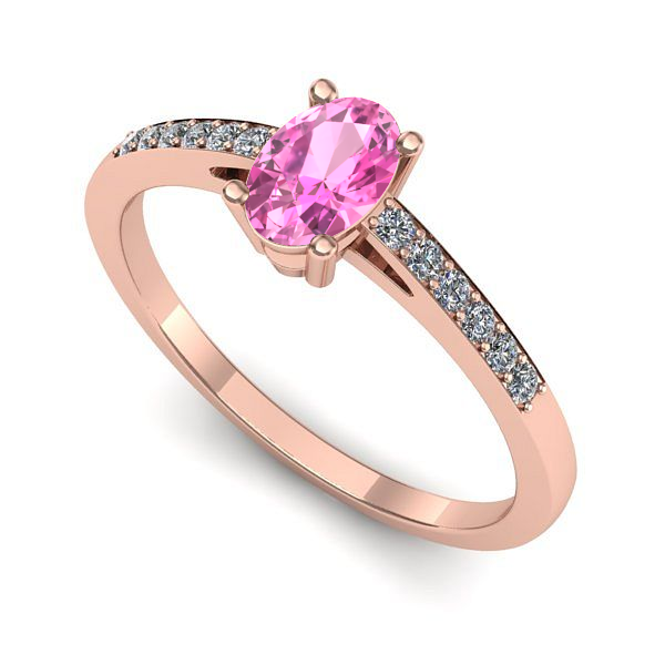 Inel de logodna din aur roz cu safir roz