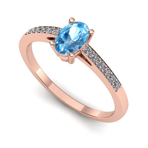 Inel din aur roz cu topaz blue