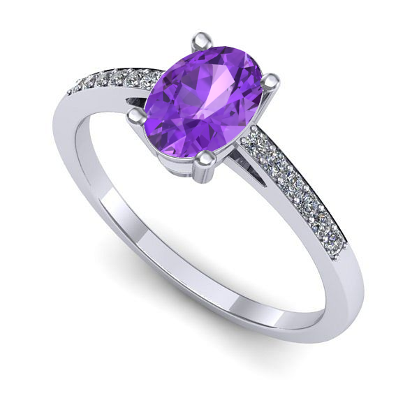Inel de logodna din aur alb cu ametist