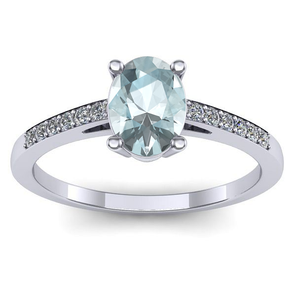 Inel logodna cu aquamarin oval
