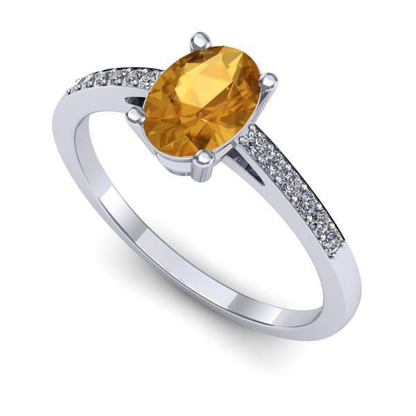 Inel logodna din aur alb cu citrin