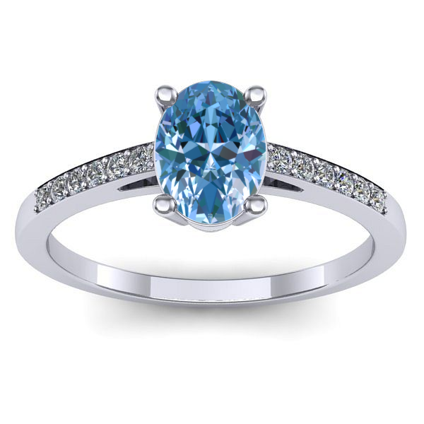 Inel de logodna cu diamant de laborator albastru oval