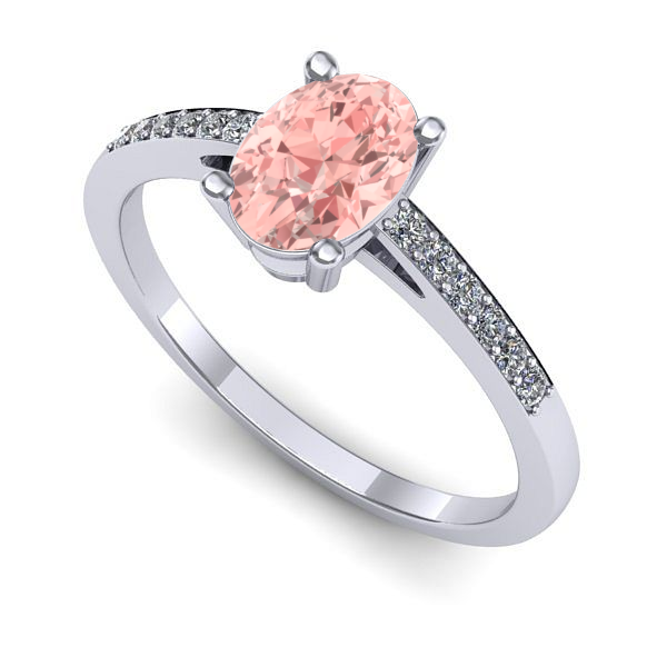 Inel de logodna din aur alb cu diamant de laborator roz
