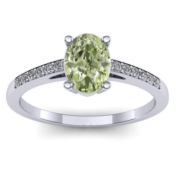 Inel de logodna cu diamant de laborator verde oval