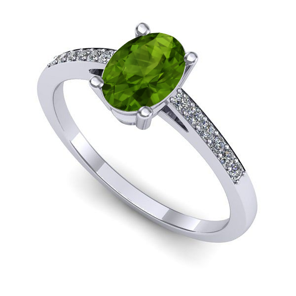 Inel de logodna din aur alb cu peridot