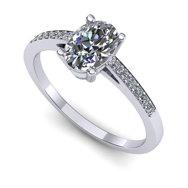 Inel logodna din aur alb cu safir alb