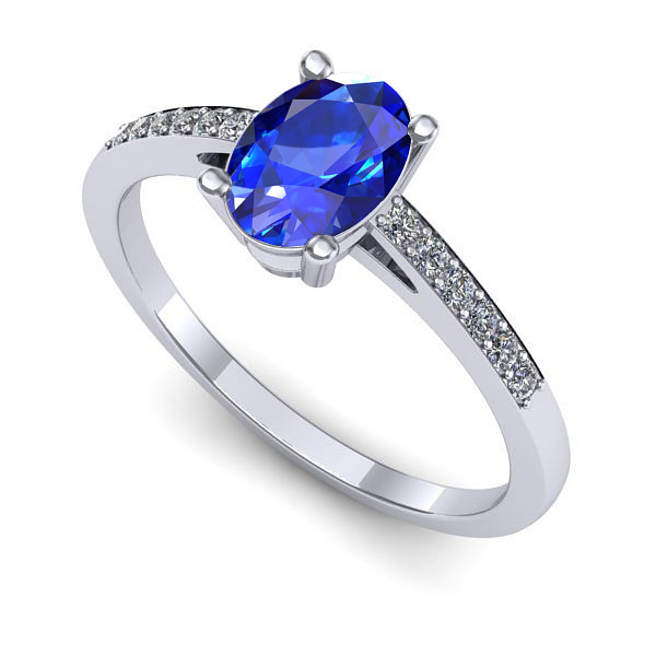 Inel logodna din aur alb cu safir