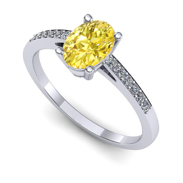 Inel logodna din aur alb cu safir galben