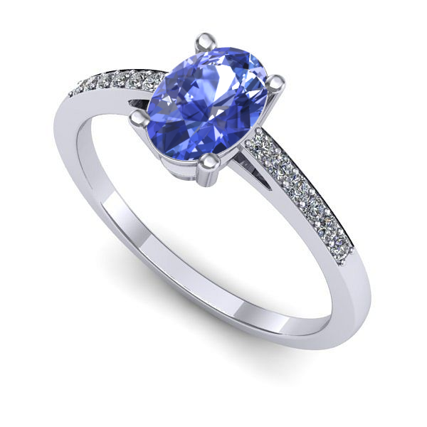 Inel din aur alb cu tanzanit