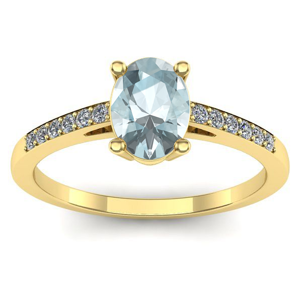 Inel de logodna cu aquamarin oval