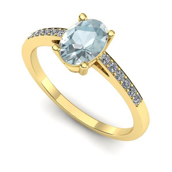Inel din aur galben cu aquamarin