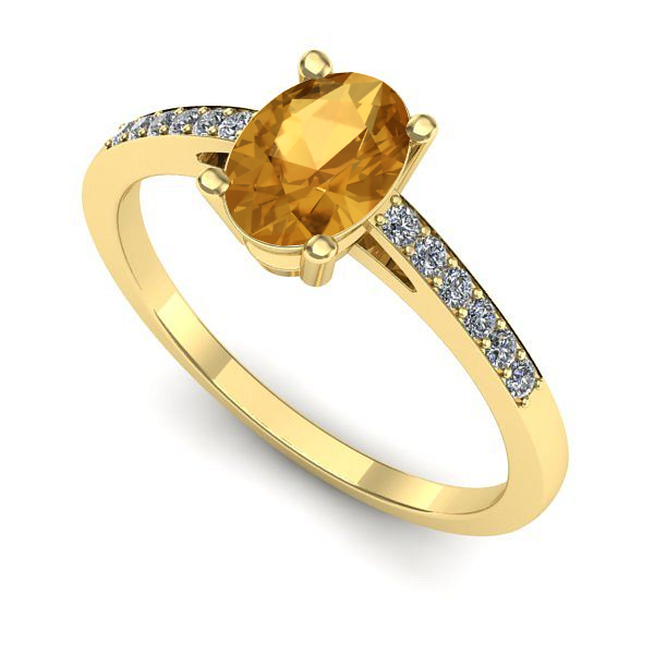 Inel de logodna din aur galben cu citrin