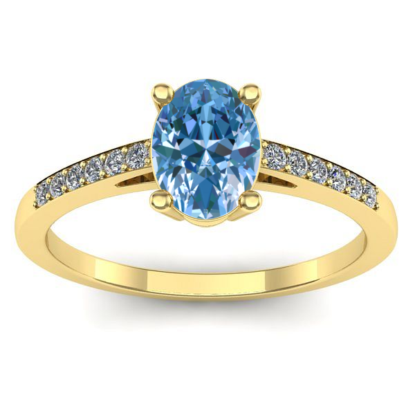 Inel logodna cu diamant de laborator albastru oval