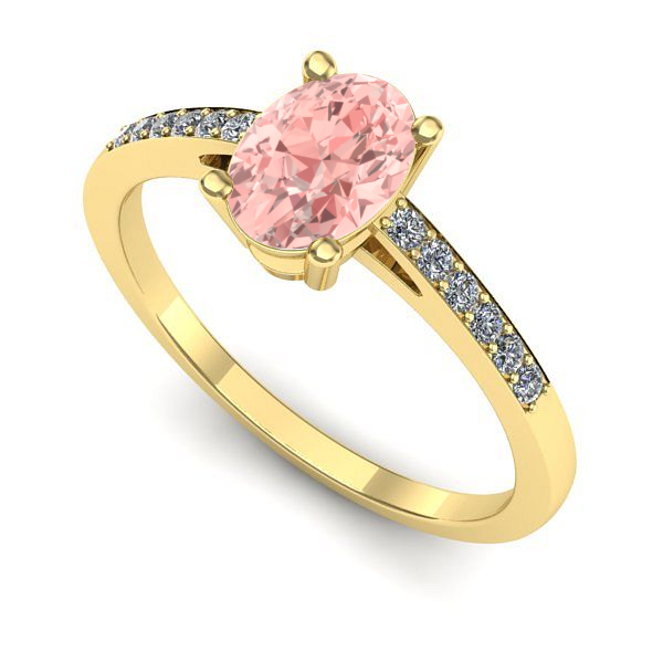 Inel de logodna din aur galben cu diamant de laborator roz