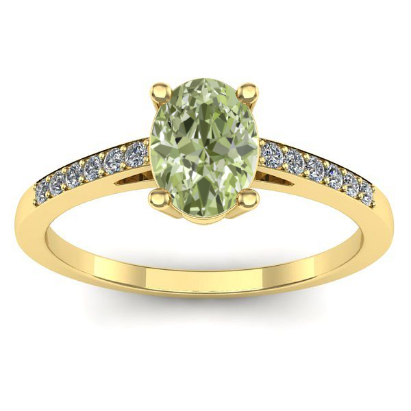 Inel logodna cu diamant de laborator verde oval