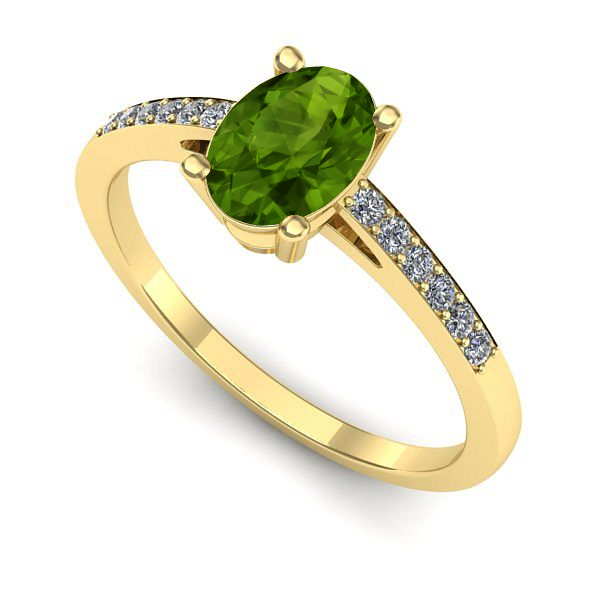 Inel logodna din aur galben cu peridot