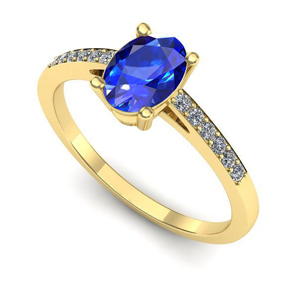 Inel logodna din aur galben cu safir