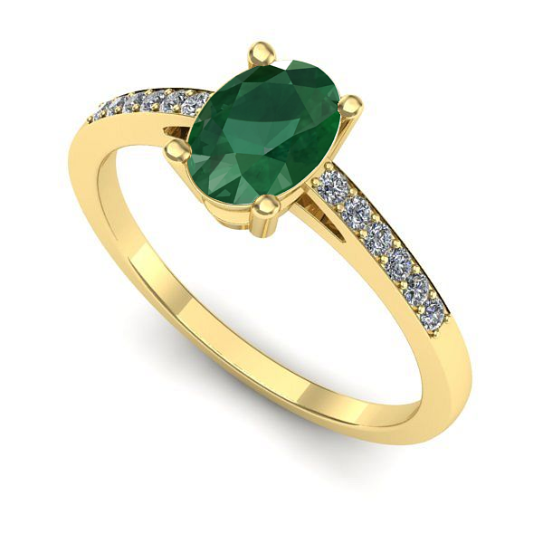Inel logodna din aur galben cu smarald