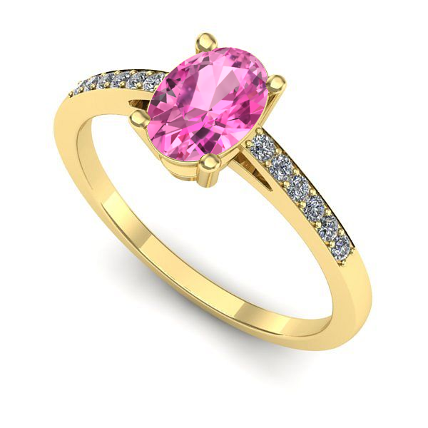 Inel de logodna din aur galben cu safir roz