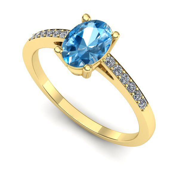 Inel de logodna din aur galben cu topaz blue