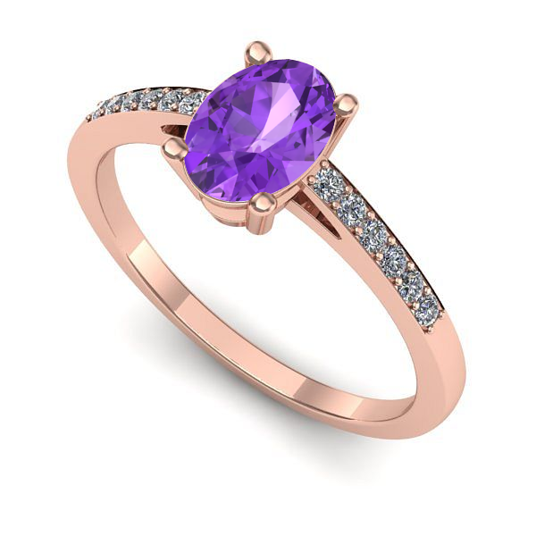 Inel din aur roz cu ametist