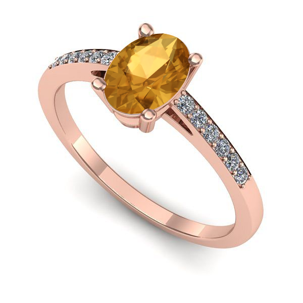 Inel logodna din aur roz cu citrin