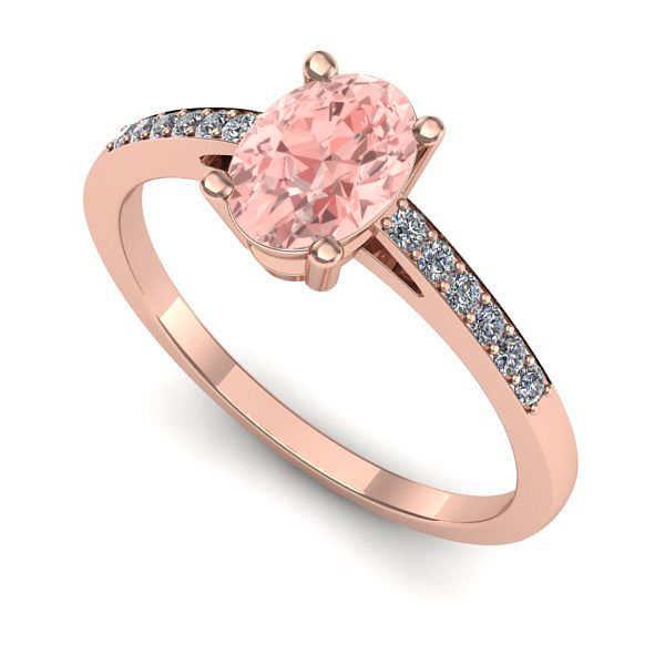 Inel din aur roz cu diamant de laborator roz