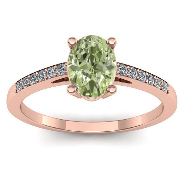 Inel logodna cu diamant de laborator verde oval