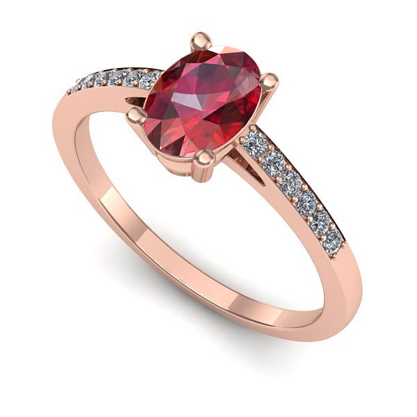 Inel din aur roz cu rubin