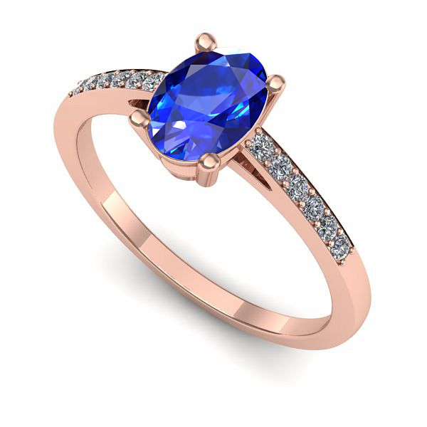 Inel de logodna din aur roz cu safir