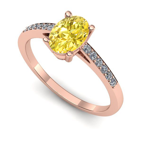 Inel din aur roz cu safir galben