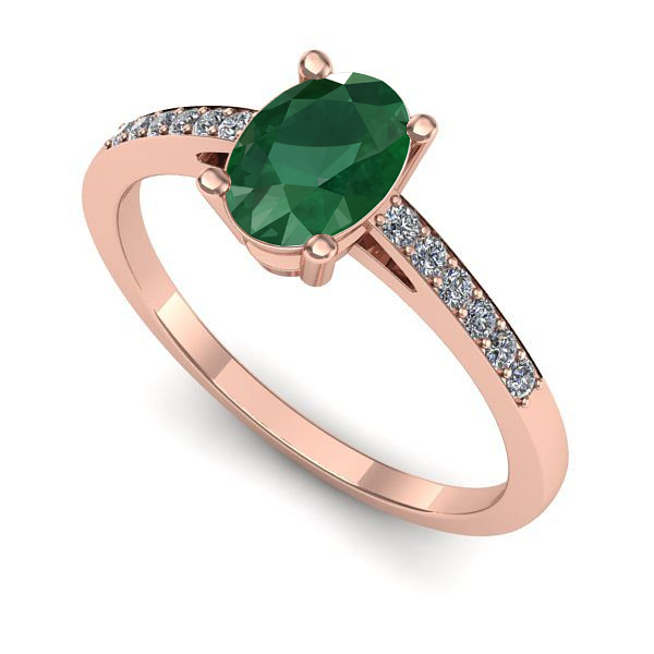 Inel din aur roz cu smarald