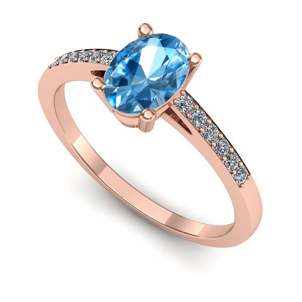 Inel de logodna din aur roz cu topaz blue