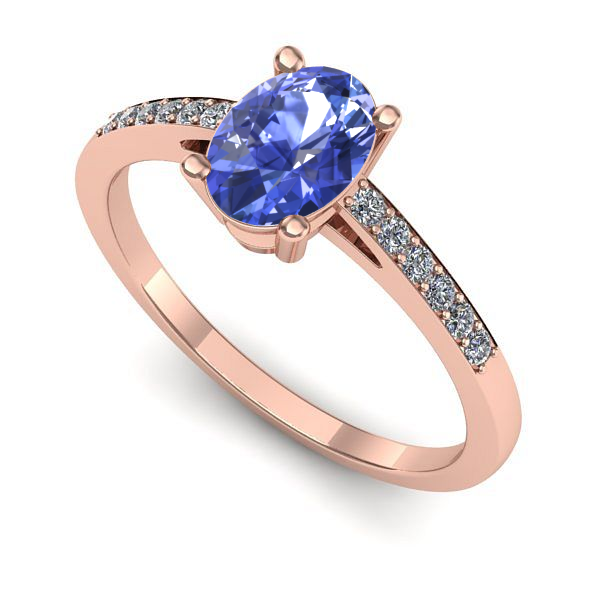 Inel logodna din aur roz cu tanzanit